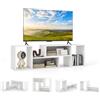 KOMFOTTEU Mobile TV Soggiorno Liberamente Combinabile da 2 Pezzi, Mobiletto Multifunzione per Televisione fino a 60", Mobile Porta TV in Legno con Vani Aperti e Chiusi, per Camera da Letto (Bianco)