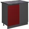 Vicco Mobile ad angolo cucina R-Line, Rosso, 86 cm J-Shape, PL Antracite, per la libera combinazione all'interno di sistemi cucina modulari