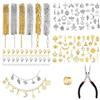 HOMIKLSA 6 Rotoli Catena a Palline in Ferro, Acciaio Inox Collegamento Cavo, con 80 ciondoli in Modelli Casuali, per Uomo E Donna Catena di Gioielli Fai da Te Making (Gold & Argento)