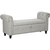 HOMCOM Panca portaoggetti 2 in 1 in tessuto effetto lino con gambe in legno, 146,5 x 49 x 72 cm, colore: grigio