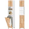 SoBuy Mobile Bagno - Mobiletto Bagno Salvaspazio con Cesto Portabiancheria Pieghevole, Mobile Alto e Stretto in Legno Resistente all'Umidità, Bianco, 31x170x32 cm, BZR74-W