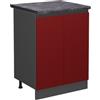 Vicco Mobiletto base cucina R-Line, Rosso, 60 cm J-Shape, PL Antracite, per la libera combinazione all'interno di sistemi cucina modulari