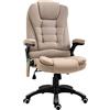 DecHome - Sedia Ufficio Ergonomica Sedia da Scrivania Poltrona Massaggiante Direzionale con Rotelle e Braccioli Reclinabile, Girevole e Regolabile in Altezza colore Beige