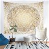 Tbrand Arazzo boho Mandala 175 x 230 cm, elegante arazzo bohémien, stile bohémien, per adolescenti, lussuoso, colore oro bianco mandala, decorazione da parete