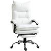 DecHome - Sedia Ufficio Ergonomica Sedia da Scrivania Poltrona Direzionale con Rotelle e Braccioli Reclinabile, Girevole e Regolabile in Altezza con Poggiapiedi colore Bianco