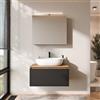 Planetmöbel - Set di mobili da bagno Arisa, composto da mobile sotto-lavabo da 80 cm in oro, rovere nero con armadio a specchio ARIA, lavabo da 60 cm bianco, incluso sifone salvaspazio