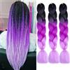 Saisifen Capo per Trecce Ombre 3 Confezioni 60 cm Trecce Twist e Crochet per Donne e Bambini #C13 Nero su Magenta su Viola
