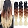 Saisifen Capo per Trecce Ombre 3 Confezioni 60 cm Trecce Twist e Crochet per Donne e Bambini #C15 Nero su Marrone Scuro su Biondo