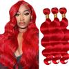 Hxxcoup Bundles Human Hair Extensions Natural Hair Body Wave Brazilian Virgin Human Hair Red Double Weft Extensions for Women Minimal Tangles 3 Bundles Total 300g 14 16 18 Inch