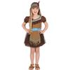 CARTOON Costume Carnevale Indiana Bambina Vestito Marrone con Tutù e Fascia con Piuma Travestimento Avventura Tribale per Feste Recite e Party a Tema