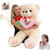 MeterBear Orsacchiotto Gigante Personalizzato Con Cuore E Registrazione Vocale 60 cm A 100 cm, Big Teddy Bear Personalizzabile Come Grande Orso Regalo Per San Valentino Natale Compleanno