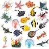 kukifun Animali marini giocattoli figure 21pcs, plastica marina creatura squalo pesce stella marina granchio aragosta polpo cavalluccio marino corallo medusa oceano vita per bambini compleanno festa preferito