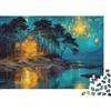 ULASBLLDJ Cabina sul Lago Puzzle 1000 Pezzi Notte Stellata Puzzle per Adulti Carta Relax Famiglia Arredo Regalo 38x26cm/1000pcs