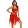 Wildarms Costume da danza del ventre donna con monete dorate e copricapo - costume arabo per carnevale e festa