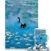 AITEXI Puzzle 1000 pezzi per adolescenti Gatto dello stagno delle ninfee di Monet Gioco intellettuale Gioco educativo per compleanno e Natale 75x50cm