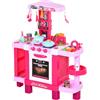 HOMCOM Cucina Giocattolo per Bambini con Luci e Suoni, 78x29x87cm, Rosa