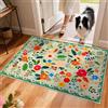 YOSEPATI Zerbino ultra sottile per interni, 91x60 cm, lavabile, per ingresso, a basso profilo, cattura lo sporco, tappeti d'ingresso impermeabili con motivo floreale boho, retro in gomma antiscivolo