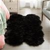 JXLOULAN Tappeto Morbido in Finta Pelliccia di Pecora Nero 120x180 cm, Tappeto Soffice Lavabile in Lavatrice, per Camera da Letto, Cameretta dei Bambini, Soggiorno, Decorazione per Culla