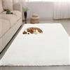 LIUNADM Tappeto a Pelo Lungo 130 x 230 cm Pelo Lungo Peloso Monocolore Moderno Tappeto Moderno a Corto Look Minimalista, Facile da Pulire per Camera da Letto, Studio, Ufficio, Bianco