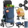 MONZANA Carrello Spesa 3in1 56L fino a 50 kg Borsa Pieghevole Rimovibile 6 Ruote Carrellino Portaspesa carrello Trolley Blu