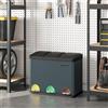 SONGMICS Cestino per la cucina, cestino con contenitore interno, contenitore per rifiuti, 45 litri, sistema di separazione dei rifiuti, cestino a pedale in acciaio inox, 3 x 15 litri, grigio fumo-nero LTB45G