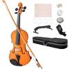 HOMCOM Violino 4/4, set di violini in legno massiccio per adulti e principianti, con custodia leggera e portatile, archetto, colofonia, ponticello e poggia spalla, marrone