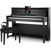 Classic Cantabile UP-1Plus SM Pianoforte Digitale Verticale Deluxe Set - 88 Tasti in Legno Pesati con Tastiera Graded Hammer - inclusi Panchetta, Cuffie e Scuola di Pianoforte - Nero Opaco