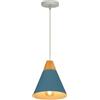WOTTES Lampada sospensione Apparecchio moderno Ø22CM Paralume Luci metallo+legno Lampadario interno retrò E27 Illuminazione interna per cucina Camera da letto Soggiorno (Blu Scuro)