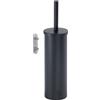 Gedy Taipei Scopino Bagno WC da Muro in Acciaio Inox Finitura Nera opaca, Ciuffo in Setole Nere in Nylon, Scopino WC Sospeso Fissaggio con Viti Incluse, Scopino WC da Muro con Tazza Interna Estraibile