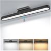 TOPPLEE Luce Armadio LED con Sensore di Movimento 2500mAh Sottopensile USB Ricaricabile Magnetica - Lampada da Scrivania Senza Fili con Controllo Touch Dimmerabile per Notturna - Nero