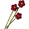 your castle Fiori in feltro fatti a mano per creazioni personalizzate, regalo sostenibile, commercio equo, fiori artificiali realistici, 3 pezzi con fiori rosso scuro