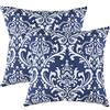 TreeWool - Confezione da 2 - Damask Accent Decorativo Federa per cuscino in Cotone (55 x 55 cm, Blu Navy)