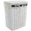 DVier SWWK-39WRt-a - Cesto portabiancheria in vimini, rettangolare, con coperchio, 32 x 24 x 47 cm, colore: Bianco