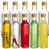 gouveo 10er Set Glasflaschen 250 ml 0,25 l Maraska eckig, Schraubverschluss PP31,5 goldfarben, leere Klarglasflaschen zum Befüllen für Likör, Schnaps, Sirup, Öl & Essig MFET250G