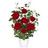 Oairse Fiori di rosa artificiali in vaso, pianta finta di seta realistica per la decorazione della casa, rose rosse finte con vaso bianco, decorazione floreale per matrimoni, soggiorno, camera da