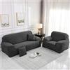 Surwin Copridivano Elasticizzato 1 2 3 4 Posti, Moda Stampa Elastico Universale Copridivani con Braccioli Fodera per Divano Antiscivolo Sofa Protettore (Grigio Scuro,1 posti - 90-140cm)