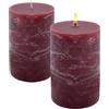 Spetebo Set di 2 candele XL in vera cera, rustiche, 15 x 9 cm, colore rosso bordeaux, candela dell'Avvento, grande non profumata, 95 ore, durata di combustione, candele da tavolo per Natale, decorazioni
