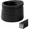 RANJIMA Profilo a LED in silicone nero, 6 m, flessibile, con tappi terminali e clip di montaggio, impermeabile, 12 × 12 mm, per soffitto e TV, pannello acustico