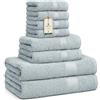 HomeBurg Luxe Set asciugamani 8 pezzi: salviette (30×30 cm), asciugamani (40×70 cm) & teli bagno (65×137 cm) - 100% cotone, morbidi, assorbenti, Blu Ghiaccio