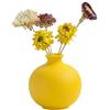 Moiyoudis Vaso in ceramica ornamentale in stile scandinavo da scrivania, in ceramica, colore satinato, vaso decorativo per composizione floreale (A-giallo)