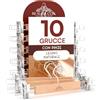 Eurocali 10 Grucce Appendiabiti con Pinze per Gonne Jeans Pantaloni in Legno Naturale 13x33cm - RealGruccia Gancio Girevole 360° in Metallo Resistente - Finitura Lucida - Clips Regolabili Salvaspazio Robuste