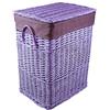 dvier Cesto portabiancheria in Vimini con Coperchio, Manico per la Biancheria, Lilla, BxTxH 40x30x55cm