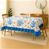 Corredocasa Tovaglia Cerata con Volant Decorativo, Tovaglia Plastificata in PVC Antimacchia a Fantasia, Facile da Pulire per Tavolo Cucina, Sala da Pranzo, 6 e 12 Posti (x6 posti 140x180cm Blu)
