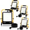 Randaco Faretto LED da Cantiere, 4 Pack 200W 16000LM Luce da Costruzione Portatile, 6000K Bianca Freddo Faretto LED da Esterno con staffa pieghevole Impermeabile IP66 (3M Cavo con Spina)