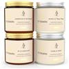 TTRWIN Candele Profumate, 4 Candele Aromaterapia, Candela di Soia: Gelsomino/Ylang Ylang, Sandalo/Patchouli, Abete/Cedro, Vaniglia/Ambra, Lunga Combustione, Regalo Uomo Donna Natale Compleanno