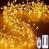 KINGCOO Ghirlanda di luci a grappolo con telecomando, impermeabile, 2,8 m, 100 LED, filo argentato alimentato tramite USB, per interni ed esterni, camera da letto, matrimonio, Natale, decorazione per