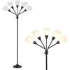 lianheng Nero 5 Lampada da Terra A Più Teste Lampada da Terra A Palo Alto piantana Collo di Cigno Regolabile Luce Moderna Paralumi in PVC Bianco Per Soggiorno Camera da Letto Studia Stanza