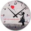 Giallobus - Orologio Linea Basic - Banksy - Bimba palloncino rosso - Legno Mdf - Basic 30x30 - Meccanismo silenzioso - Pronto da appendere - Orologi moderni