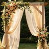 LEIMEND Tenda per Matrimonio Decorazione a Mano Libera per Arco di Nozze e Uva a Baldacchino Tenda per Finestre Mantovane in Tessuto Chiffon (Color Champagne 160 x 800 cm