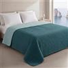 Clara Home Milano Copriletto Trapuntato Capri in Microfibra Manopesca, Double Face, Primavera Estate, Qualità Premium, Coperta Letto Matrimoniale Singolo 1 Piazza e mezza (Petrolio, Matrimoniale 2 Piazze)